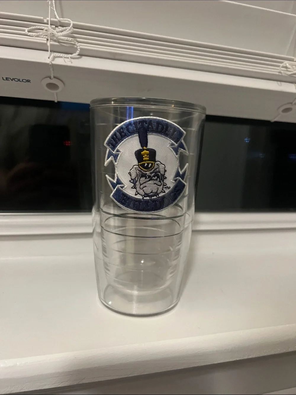 Citadel Tervis Clear Double-Wall Tumbler with Navy and White Bulldog Crest